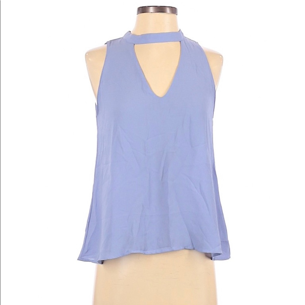 Lush periwinkle tank top with keyhole detail, XS